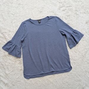 Adrianna Papell Blue Spacedye Flared Sleeve Top Size Large